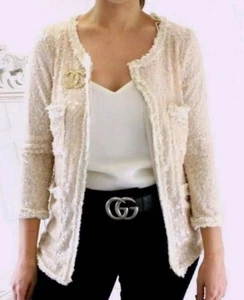 ZARA ELEGANT BLAZER EMBELLISHED JACKET WITH TRIM & POCKET Size S  WEDDING NEW - Picture 1 of 10