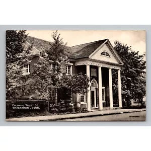 Postal de colección Colonial Trust Co. Watertown CT parte posterior dividida en blanco y negro sin publicar - Imagen 1 de 2