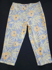 Talbots Caprihose Größe 18 blau mit grünen Blättern gelbe Blumen - Bild 1 von 9