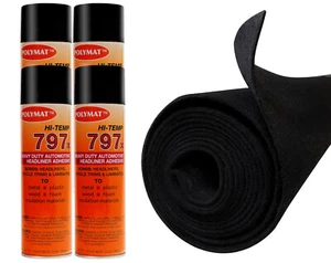 12ft x 45in Black S60 Polymat Carpet + 4 CANS 797 GLUE FOR SAIL BOAT BUNK liner - Bild 1 von 8