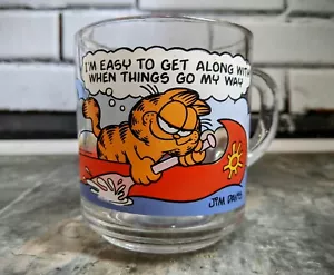 Garfield Collectible Glass Coffee Mug Cup Jim Davis 1978 Vintage Odie McDonalds - Picture 1 of 5