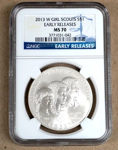 2013-W GIRL SCOUTS COMMEMORATIVE SILVER DOLLAR NGC MS70 031042 - Picture 1 of 2