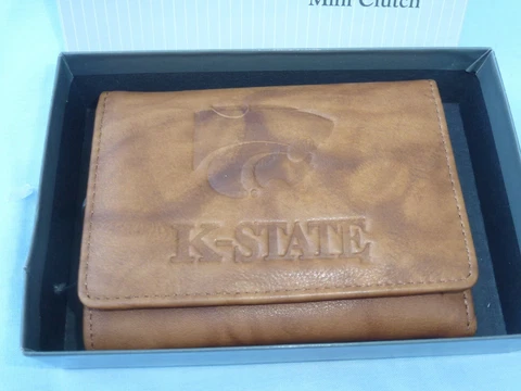 KANSAS STATE WILDCATS Womens/Ladies LEATHER  TRIFOLD WALLET  by Rico NIB  brown Cover