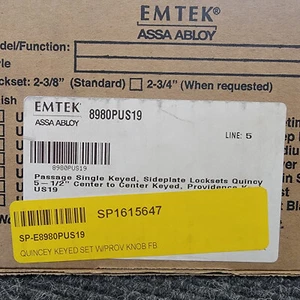 Emtek Providence Knob with Keyed Quincy 9" Sideplate | Flat Black | 8980PUS19 - Picture 1 of 6