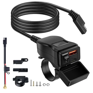 Dual Waterproof USB Port Motorbike Motorcycle Charger Socket Black Power Adapter - Picture 1 of 12