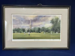 Terry Harrison Framed limited Ed print 487/850 'Cricket at Salisbury' signed - Picture 1 of 3