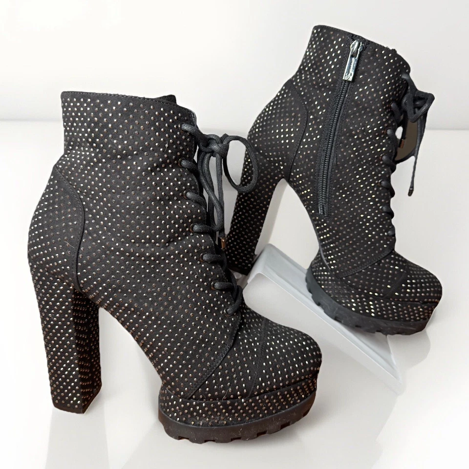 JESSICA SIMPSON Irella-2 платформе зажим подошвы черный бархат золото блестящий ботинки Sz 9 М - Изображение 1 из 4