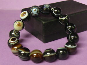 (cV1006) Tibet: Nice unisex prayer Bracelet   Agate eyes Beads 
