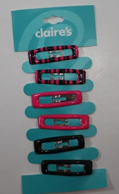 AD 6 pc pink black clip clippies Hair Accessory Claire's - Image 1 of 4