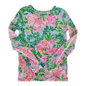 Lilly Pulitzer Cotton Hidden Flamingo Long Sleeve Tee Neon Colors Girls Size 10 - Picture 1 of 10