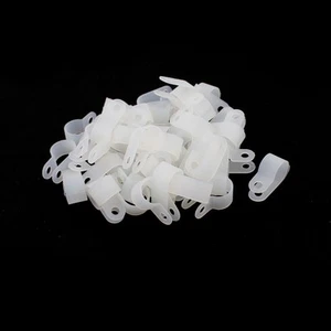 50Pcs Nylon R Type 1/2" 13.2mm Cable Cord Wire Clamp Clip Fastener White - Afbeelding 1 van 2