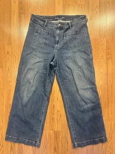 Pantalones de mezclilla para mujer Old Navy tiro extra alto pierna ancha 16 bolsillos marineros elásticos - Imagen 1 de 4