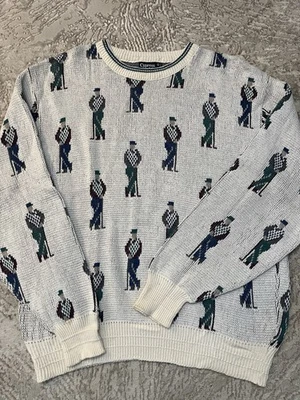 Suéter estampado golf Cypress Links vintage años 90 hecho en EE. UU. tejido por todas partes Foto 1 de 4