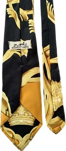 HERMES Silk Tie CROWN COURONNES Necktie Authentic Rare Vintage - Picture 1 of 11