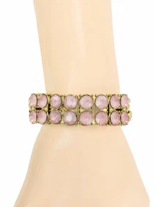 Bracciale catena estensibile perline acriliche opale rosa finto chiaro casual tutti i giorni - Foto 1 di 3