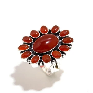 Red Coral Flower Handmade 925 Sterling Silver Jewelry for Wome Ring Size 5 to 11 - Picture 1 of 3