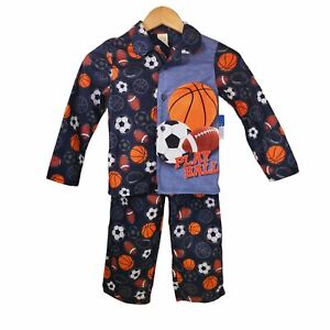 NWT Faded Glory 2 Piece Coat Pajama PJ Set Sports Play Ball Boys Size S 6-7