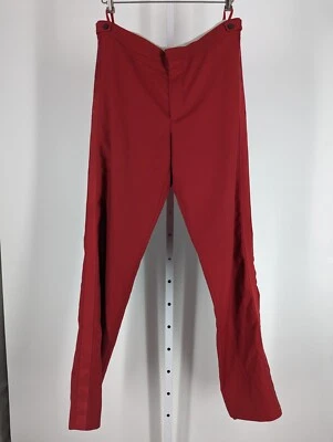 Helmut Lang SS 2019 Runway Red Tuxedo Satin Stripe Side Strap Pants Size 32... - Image 1 of 4