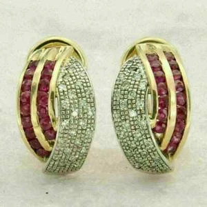 2Ct Lab Created Diamond Round Huggie Hoop Earrings 14K Yellow Gold Plated - Picture 1 of 4