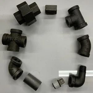 Accesorios de tubería de hierro negro maleable surtidos de 1/4" - Imagen 1 de 9