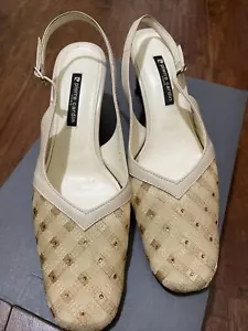 Women Pierre Cardin PARIS Leather Mesh Slingback Vintage Shoes Size 8.5/250 - Picture 1 of 8