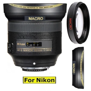 HD 32K Ultra Wide Angle Lens + Macro Lens for Nikon AF-S NIKKOR 85mm f/1.8G Lens - Picture 1 of 10