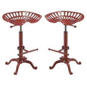 Home Square Vintage Farmhouse 18.75" Metal Stool in Red - Set of 2 - Picture 1 of 3