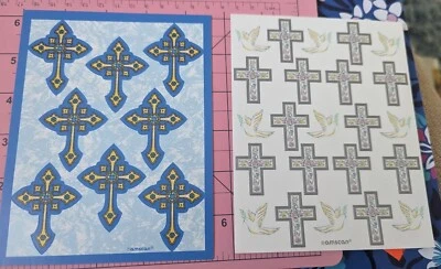 Vintage Religious Stickers Crosses Amscan Lot Of 2 Sheets - Image 1 of 4