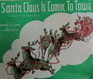 Santa Claus Is Comin' To Town Christmas by Gillespie & Coots sheet music vtg - Picture 1 of 7