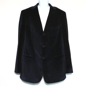 VALENTINO - Dark Blue Cotton Velvet 3-Button Blazer Jacket - Men's US 42 Long 🔥 - Picture 1 of 17