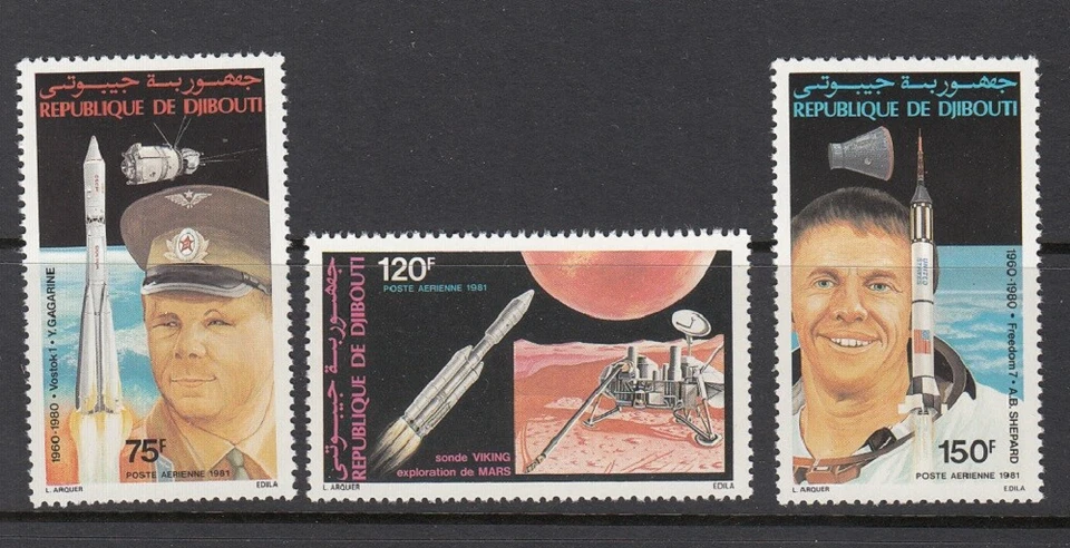 DJIBOUTI SC# C144-C146 20tH. ANIVERSARIO DE VARIOS VUELOS ESPACIALES - MNH - PERF Foto 1 de 1