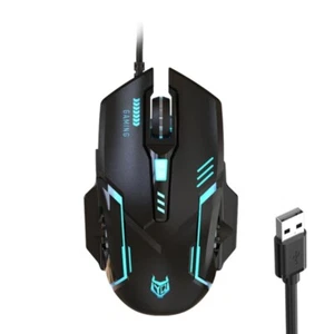 Corded Gaming Mouse 3600 DPI Adjustable RGB Backlit Modes Ergonomic Lightweight - Picture 1 of 8