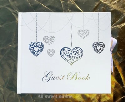 Guest Book Heart Silver Glitter Details 22cm x 19cm Birthday Wedding Event - image 1 of 4