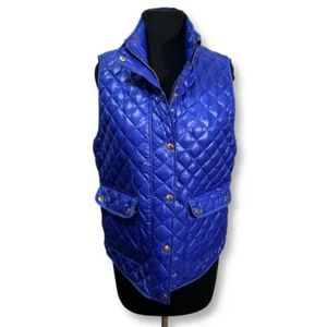 EUC J Crew Royal Blue Quilted Down Puffer Vest Winter Outerwear Womens M - Picture 1 of 8