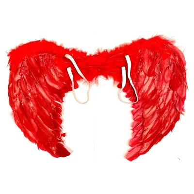 Grandes Alas de Pluma Roja Diablo Lucifer Juegos con disfraces Vestido Elegante Fiesta Accesorios Foto 1 de 2