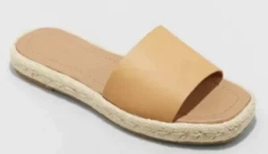 Womens Maren Square Toe Espadrille Slide Sandals Universal Thread Natural Sz 8 - Picture 1 of 5