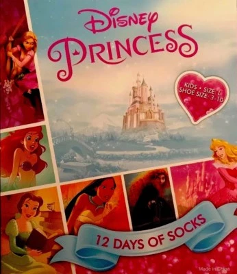 NEW*Disney Princess Ariel*Snow White & More 12 Days of Socks Girl SZ L Shoe 3-10 - Image 1 of 4