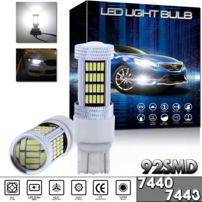 2pcs Bright White 7443 T20 7440 92SMD For Daytime Running Light DRL LED Bulbs - Image 1 of 4