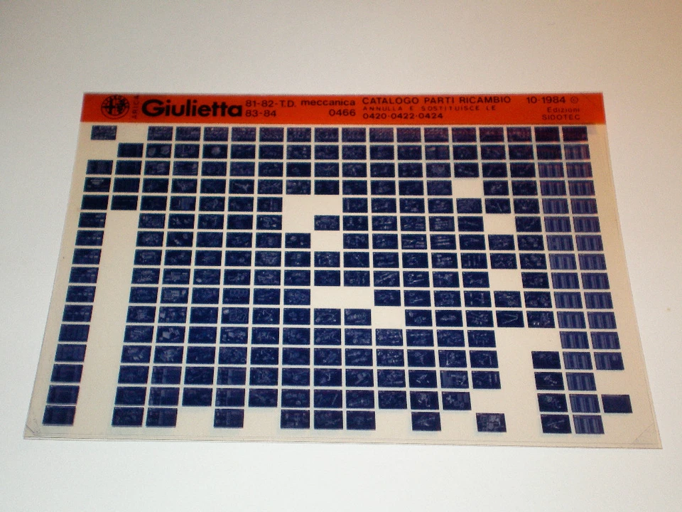 Microfiche Catalogo Ricambi Alfa Romeo Giulietta 81 - 82 T.D.83 - 84 10/1984 - Immagine 1 di 1