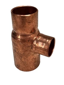 EPC Reducing Tee 1-1/4" x 1" x 3/4" CTS Solder Joint Copper Sweat Fitting - Picture 1 of 8