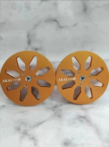 Neu ein Paar goldene Akai 7" Tonbandspule Leichtmetall Aluminium Aufnahmespule - Bild 1 von 5