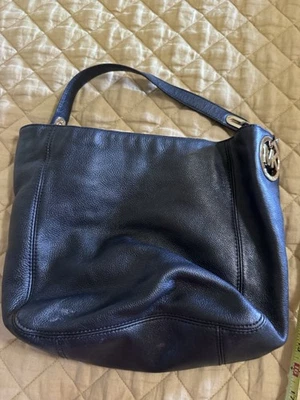 Michael Kors MK Black Hobo Shoulder Pebbled Leather Bag - Image 1 of 4