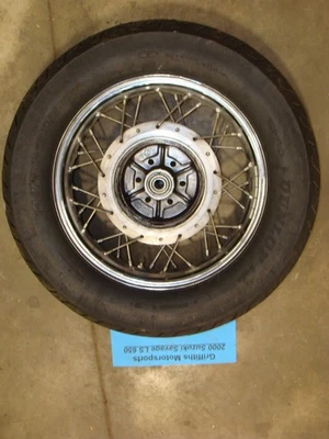 2000 SUZUKI SAVAGE LS 650 oem rear back wheel rim with NICE tire Dunlop - Image 1 of 4