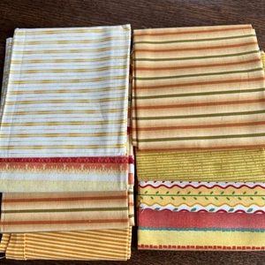 Moda, Benartex- Yellow Stripe Fabrics - 8 Fat Quarters VTG Fall, Summer Cotton - Picture 1 of 8