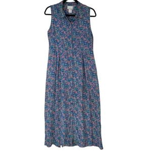 April Cornell Vintage 90s Blue Floral Midi Dress Gr. M Cottagecore Boho Prairie - Bild 1 von 10