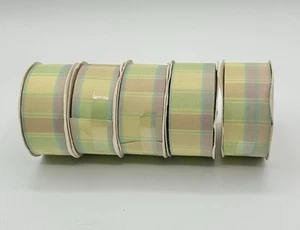 Horizon Fabrics Pastel Spring Color Plaid Ribbon (30 Yards Total) Lot of 5 New - Picture 1 of 3