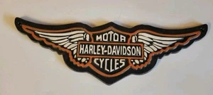 DE COLECCIÓN LETRERO HARLEY DAVIDSON HIERRO FUNDIDO METAL MOTOCICLETA PUBLICIDAD CICLOS DE ALA - Imagen 1 de 5