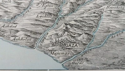 Mapa de TIERRA SANTA 1904 22"x14" Antiguo Antiguo Original GAZA BEERSEBA NAZARETH Foto 1 de 4