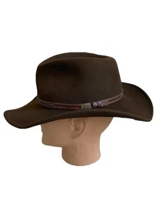 Bailey Mens Lite Felt Hat 100% Wool Chocolate Brown Size XL Leather Band Packabl - Picture 1 of 7