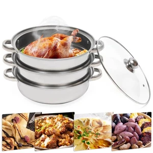 3 Ebenen Edelstahl Dampfgarer 28 cm überlappend Dampfgarer Kochgeschirr Küche - Bild 1 von 6